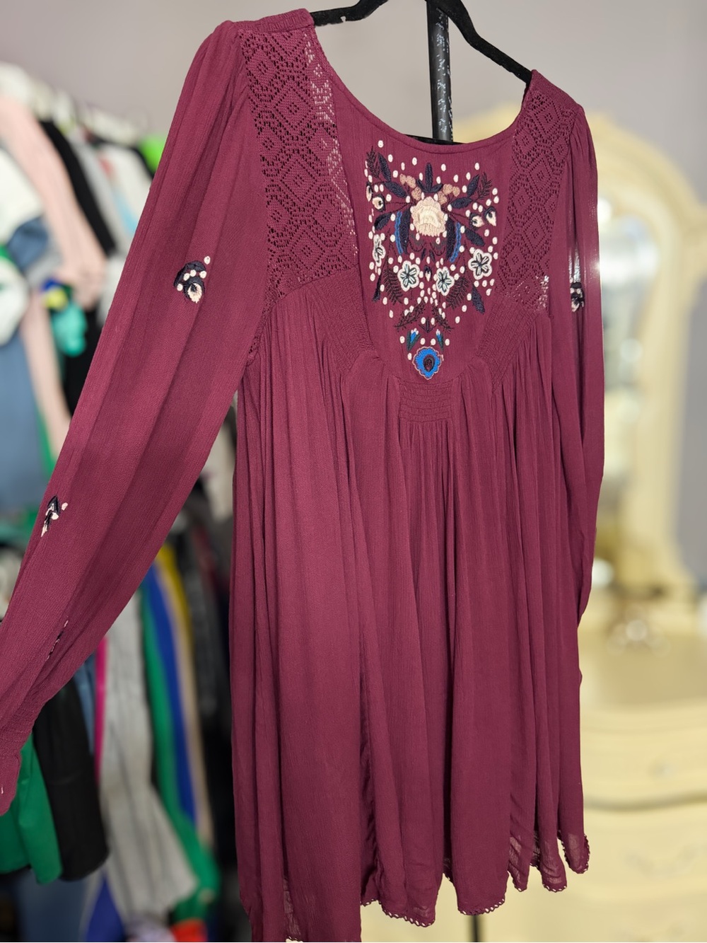 Free People Mohave Embroidered Mini Dress